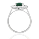 R-97080-EM-W  Diamond & Emerald Cluster Ring